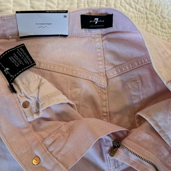 7 for all Mankind High Waist Cropped Straight Mineral Pink Jeans - Picture 5 of 12